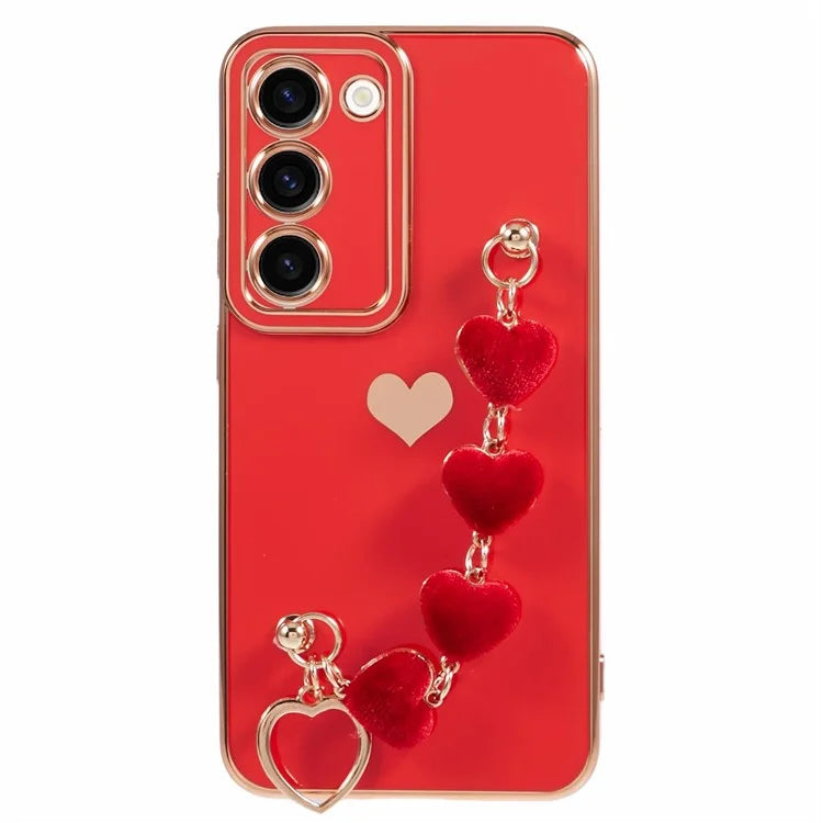 For Samsung Galaxy S23 Case Electroplating Shockproof TPU Phone Cover with Strap