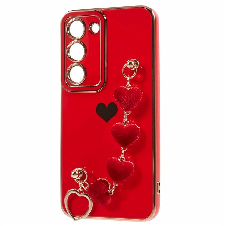 For Samsung Galaxy S23 Case Electroplating Shockproof TPU Phone Cover with Strap