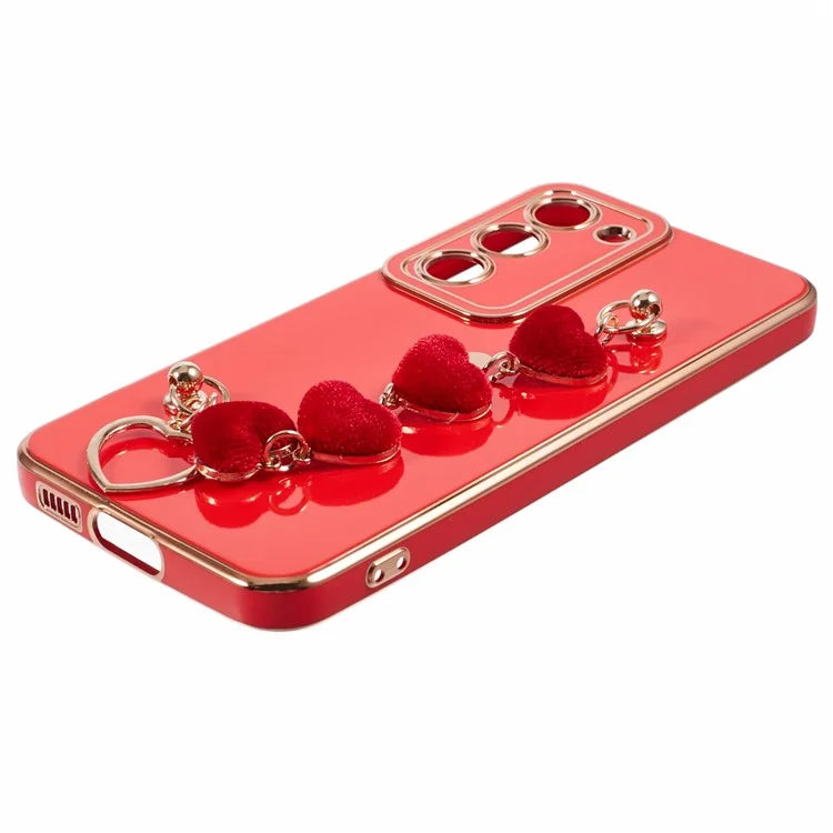 For Samsung Galaxy S23 Case Electroplating Shockproof TPU Phone Cover with Strap