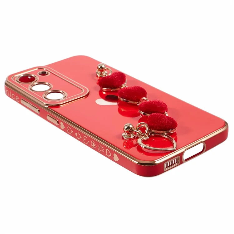 For Samsung Galaxy S23 Case Electroplating Shockproof TPU Phone Cover with Strap