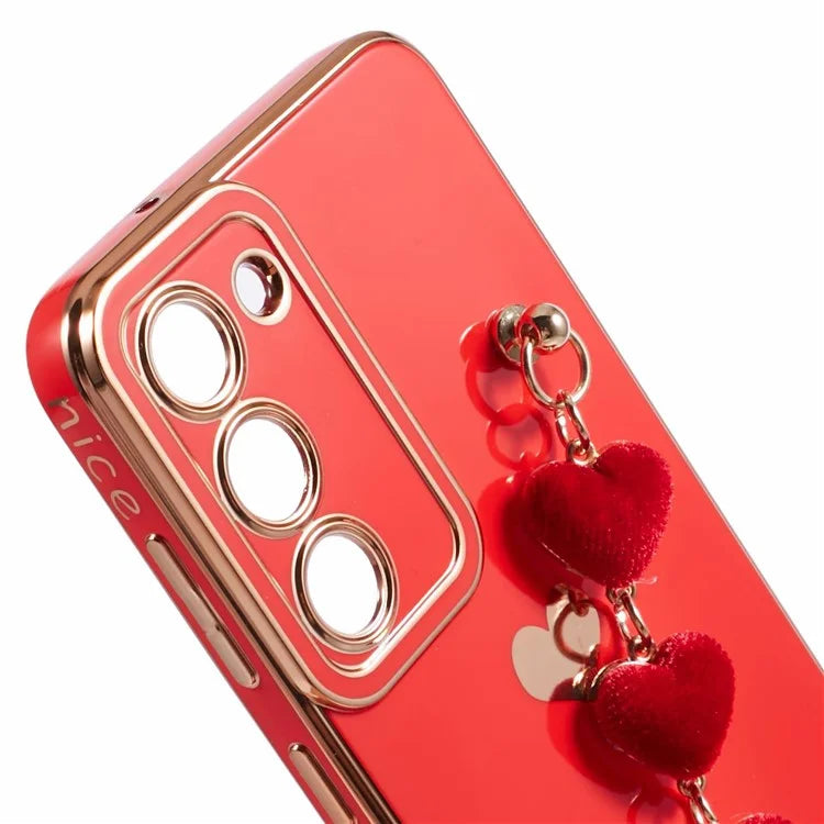 For Samsung Galaxy S23 Case Electroplating Shockproof TPU Phone Cover with Strap