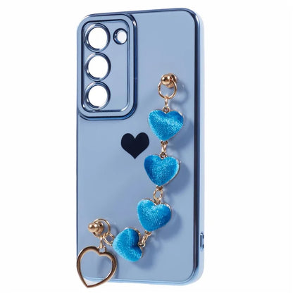 For Samsung Galaxy S23 Case Electroplating Shockproof TPU Phone Cover with Strap