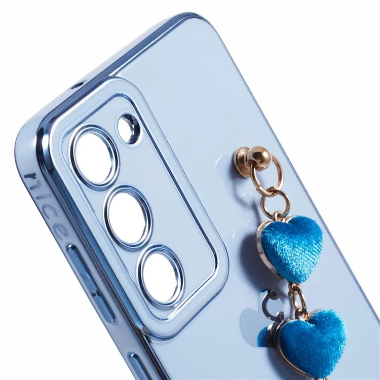 For Samsung Galaxy S23 Case Electroplating Shockproof TPU Phone Cover with Strap