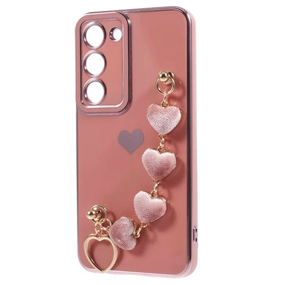 For Samsung Galaxy S23 Case Electroplating Shockproof TPU Phone Cover with Strap