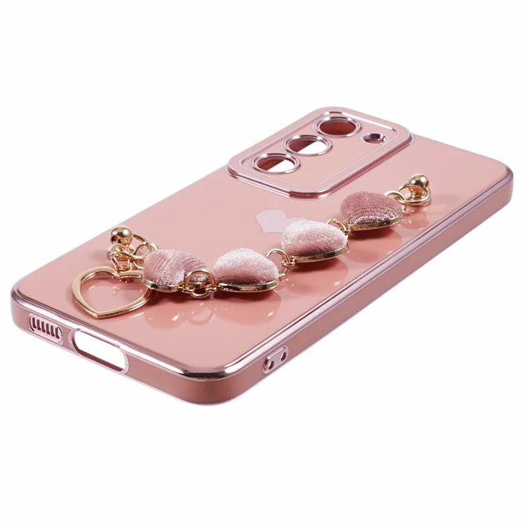 For Samsung Galaxy S23 Case Electroplating Shockproof TPU Phone Cover with Strap