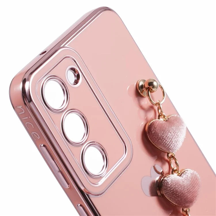 For Samsung Galaxy S23 Case Electroplating Shockproof TPU Phone Cover with Strap