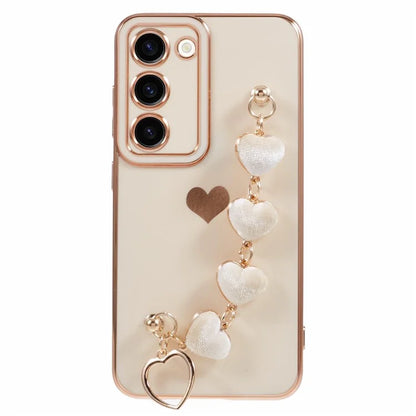 For Samsung Galaxy S23 Case Electroplating Shockproof TPU Phone Cover with Strap