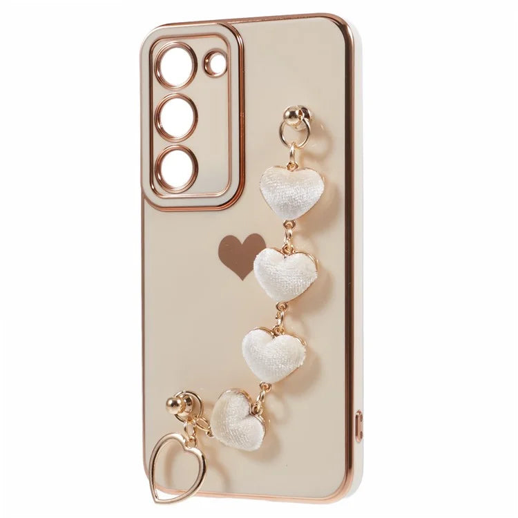 For Samsung Galaxy S23 Case Electroplating Shockproof TPU Phone Cover with Strap