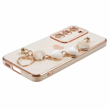 For Samsung Galaxy S23 Case Electroplating Shockproof TPU Phone Cover with Strap