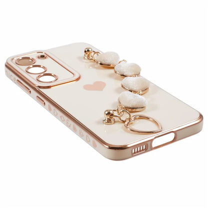 For Samsung Galaxy S23 Case Electroplating Shockproof TPU Phone Cover with Strap
