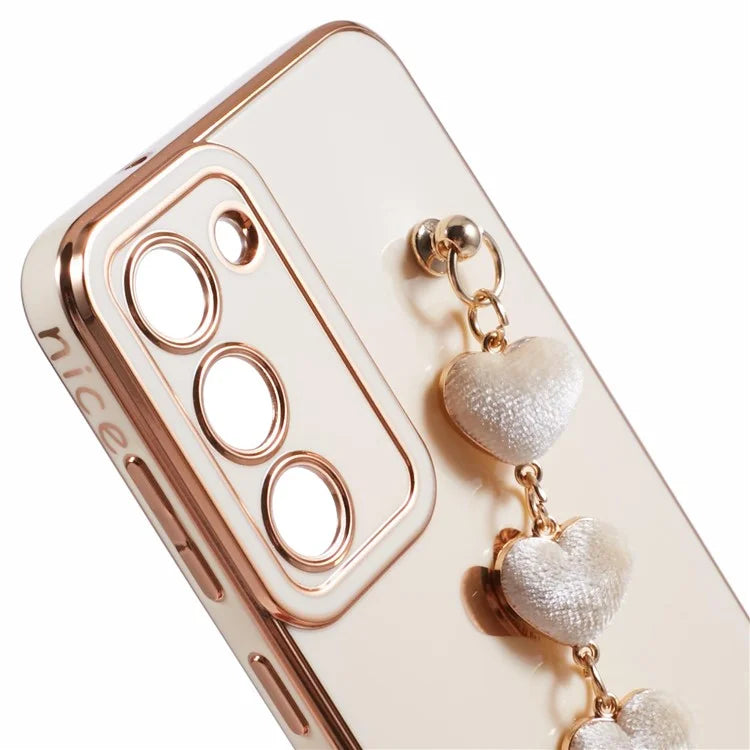 For Samsung Galaxy S23 Case Electroplating Shockproof TPU Phone Cover with Strap