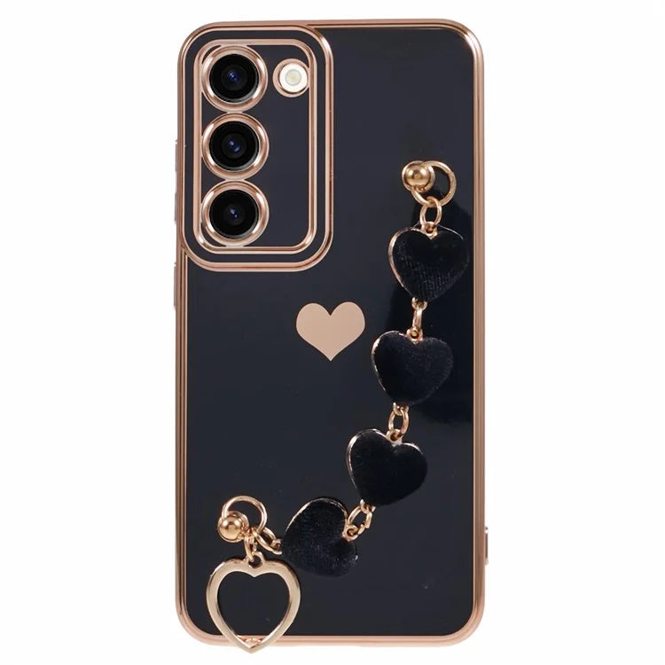 For Samsung Galaxy S23 Case Electroplating Shockproof TPU Phone Cover with Strap