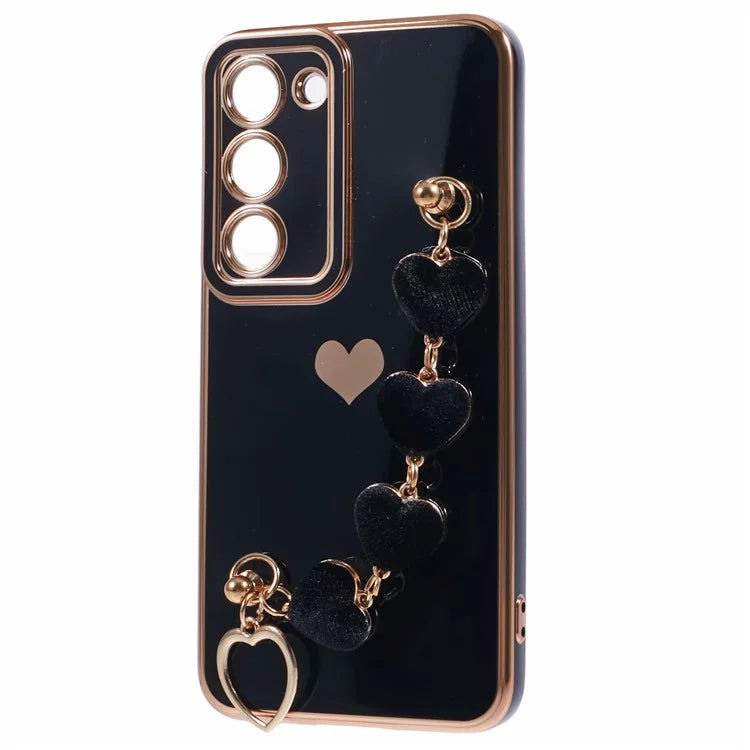 For Samsung Galaxy S23 Case Electroplating Shockproof TPU Phone Cover with Strap