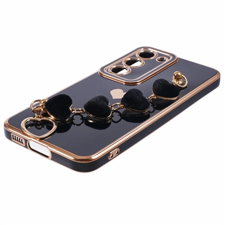 For Samsung Galaxy S23 Case Electroplating Shockproof TPU Phone Cover with Strap