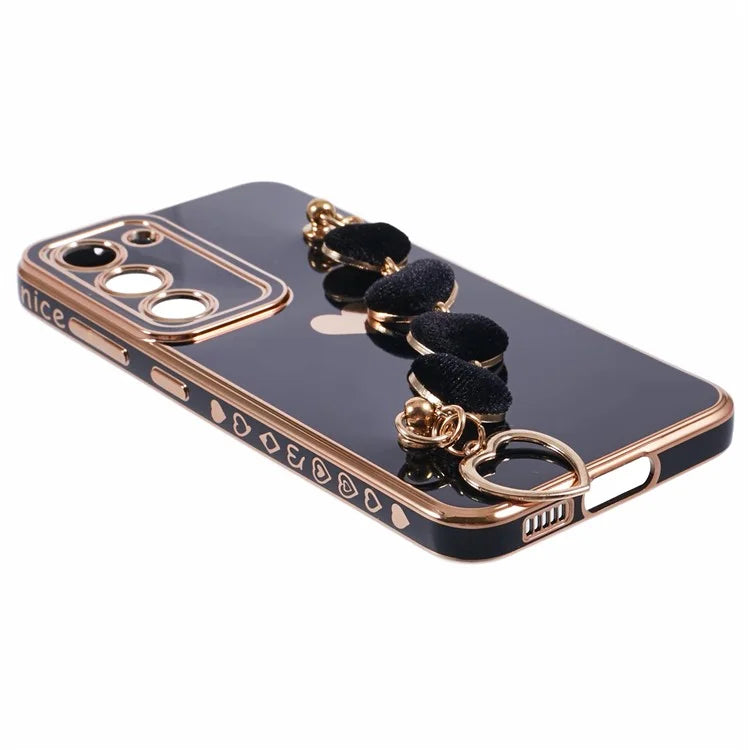 For Samsung Galaxy S23 Case Electroplating Shockproof TPU Phone Cover with Strap
