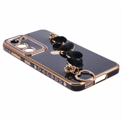 For Samsung Galaxy S23 Case Electroplating Shockproof TPU Phone Cover with Strap