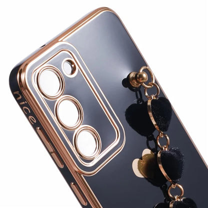 For Samsung Galaxy S23 Case Electroplating Shockproof TPU Phone Cover with Strap