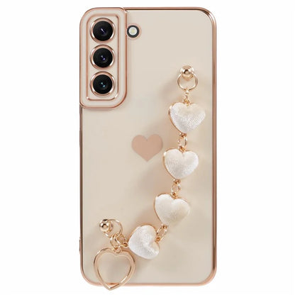 For Samsung Galaxy S22 5G Shockproof Case Electroplating TPU Phone Cover with Strap