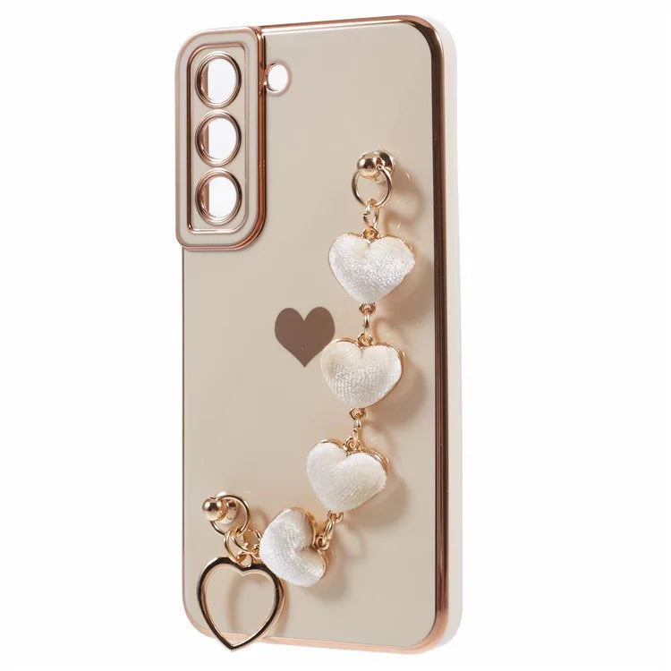 For Samsung Galaxy S22 5G Shockproof Case Electroplating TPU Phone Cover with Strap