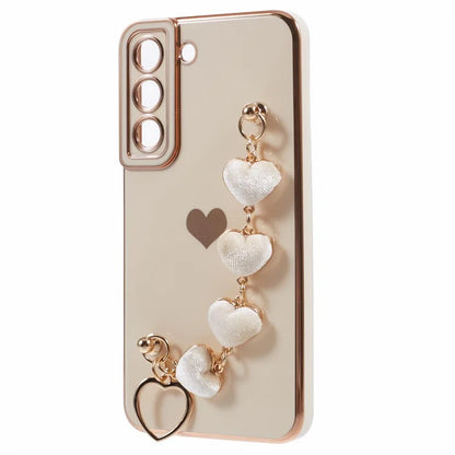 For Samsung Galaxy S22 5G Shockproof Case Electroplating TPU Phone Cover with Strap