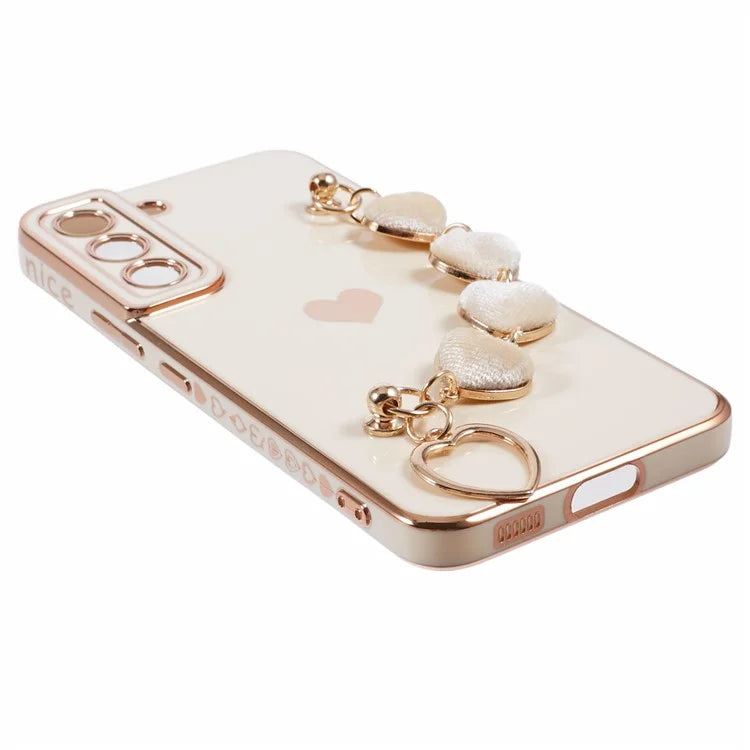 For Samsung Galaxy S22 5G Shockproof Case Electroplating TPU Phone Cover with Strap
