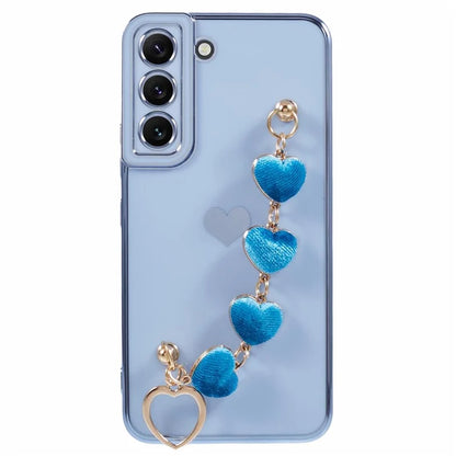 For Samsung Galaxy S22 5G Shockproof Case Electroplating TPU Phone Cover with Strap