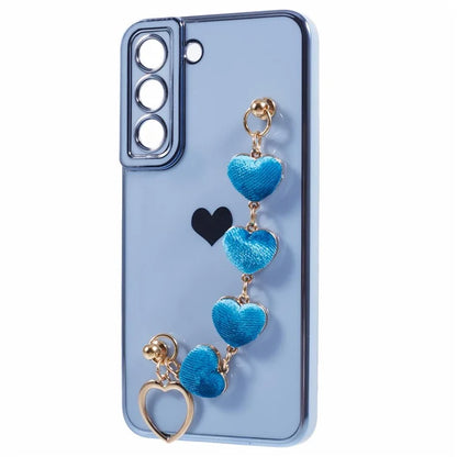 For Samsung Galaxy S22 5G Shockproof Case Electroplating TPU Phone Cover with Strap