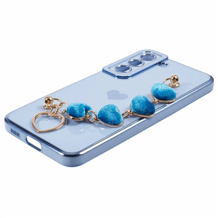 For Samsung Galaxy S22 5G Shockproof Case Electroplating TPU Phone Cover with Strap