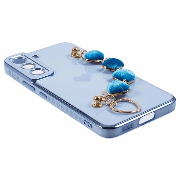 For Samsung Galaxy S22 5G Shockproof Case Electroplating TPU Phone Cover with Strap