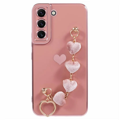 For Samsung Galaxy S22 5G Shockproof Case Electroplating TPU Phone Cover with Strap