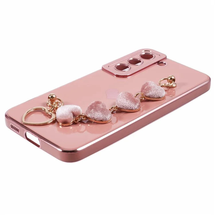 For Samsung Galaxy S22 5G Shockproof Case Electroplating TPU Phone Cover with Strap