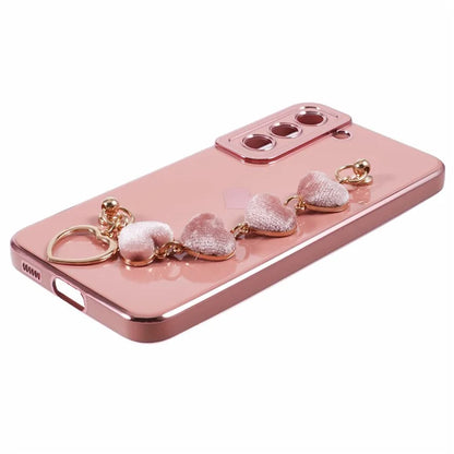 For Samsung Galaxy S22 5G Shockproof Case Electroplating TPU Phone Cover with Strap