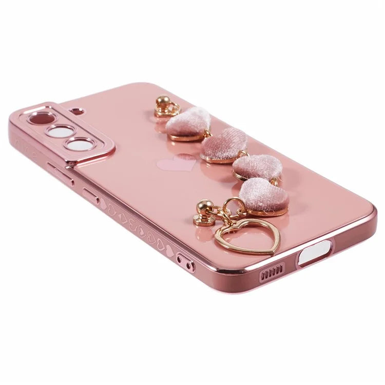For Samsung Galaxy S22 5G Shockproof Case Electroplating TPU Phone Cover with Strap