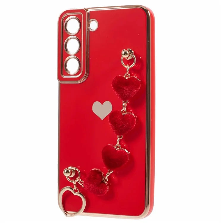 For Samsung Galaxy S22 5G Shockproof Case Electroplating TPU Phone Cover with Strap