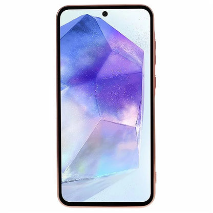 For Samsung Galaxy A55 5G Case Electroplating TPU Phone Cover Love Heart Pattern with Wrist Chains