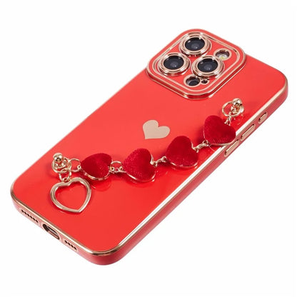 For iPhone 13 Pro Max Case Electroplating Soft TPU Phone Cover with Strap
