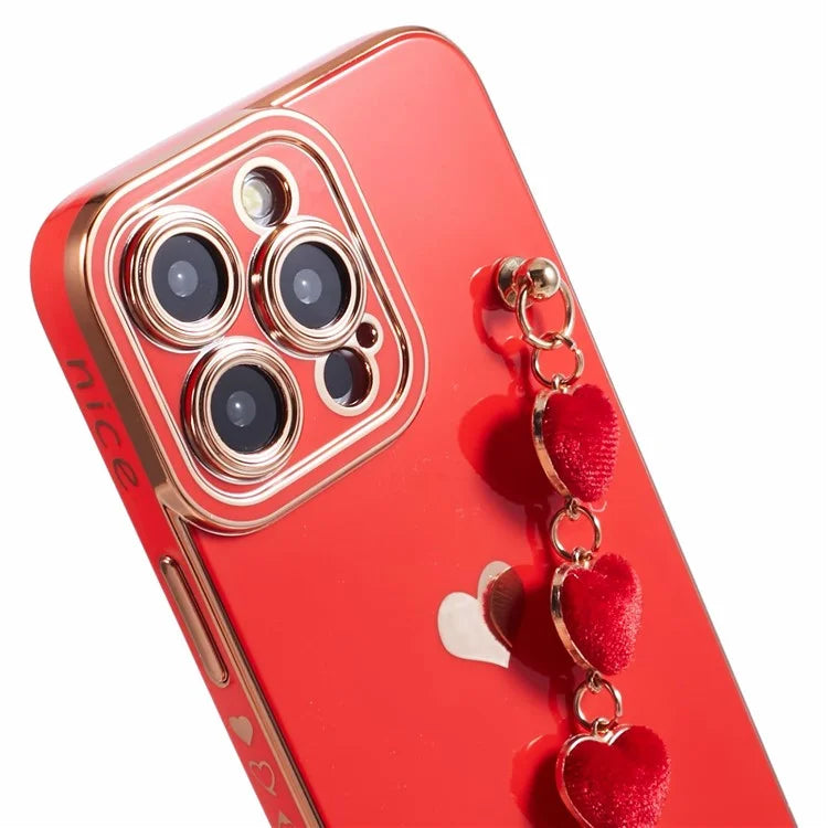For iPhone 13 Pro Max Case Electroplating Soft TPU Phone Cover with Strap