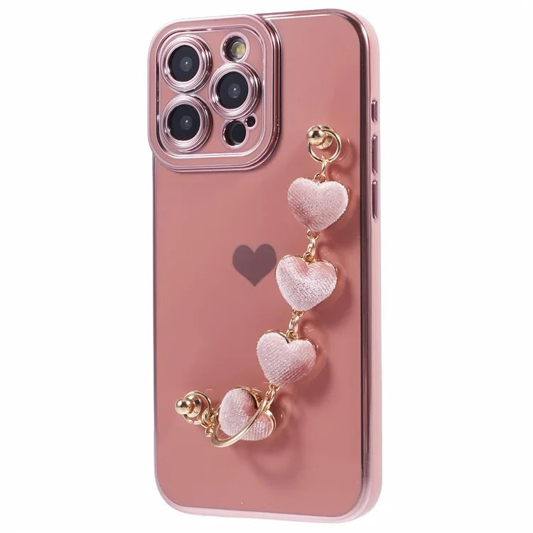 For iPhone 13 Pro Max Case Electroplating Soft TPU Phone Cover with Strap