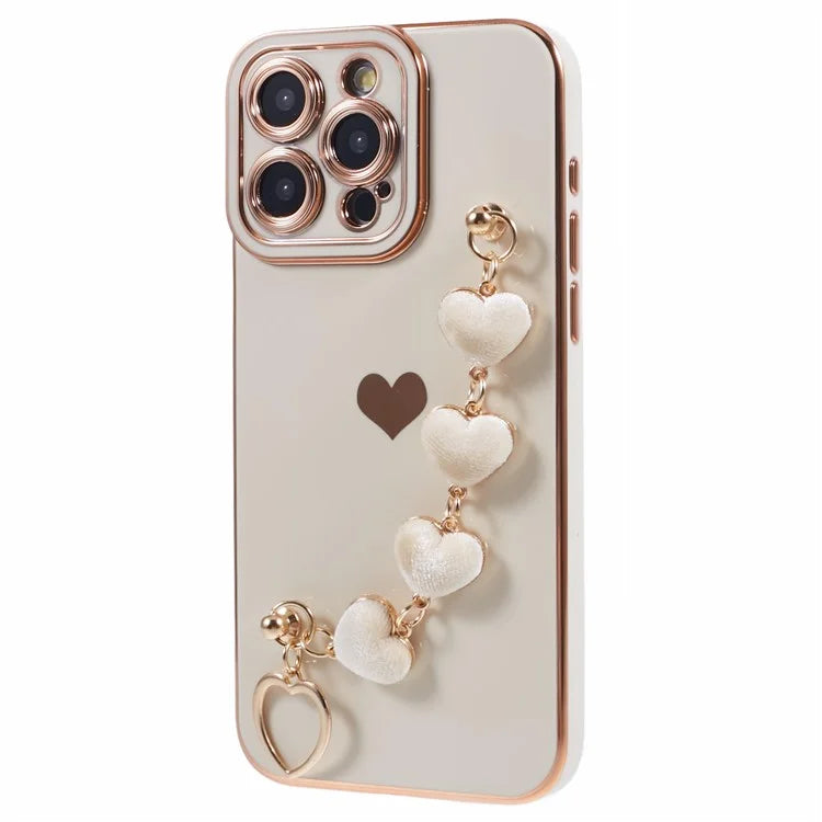 For iPhone 13 Pro Max Case Electroplating Soft TPU Phone Cover with Strap
