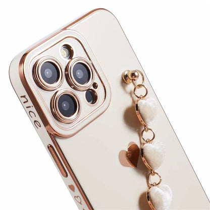 For iPhone 13 Pro Max Case Electroplating Soft TPU Phone Cover with Strap