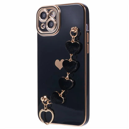 For iPhone 15 Plus Shockproof Case Electroplating TPU Phone Cover with Strap