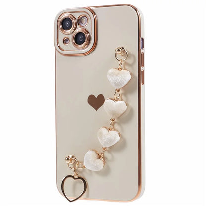 For iPhone 15 Plus Shockproof Case Electroplating TPU Phone Cover with Strap