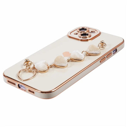 For iPhone 15 Plus Shockproof Case Electroplating TPU Phone Cover with Strap