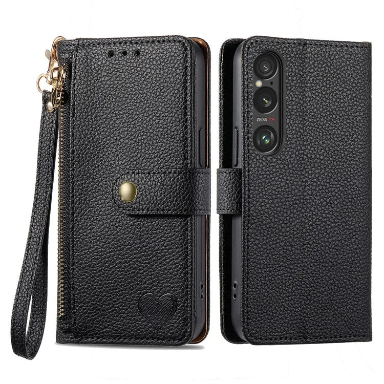 For Sony Xperia 1 VI Case RFID Blocking Zipper Flip Leather Phone Cover