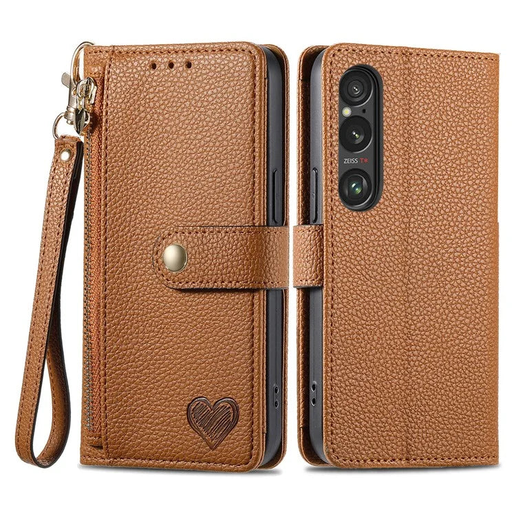 For Sony Xperia 1 VI Case RFID Blocking Zipper Flip Leather Phone Cover