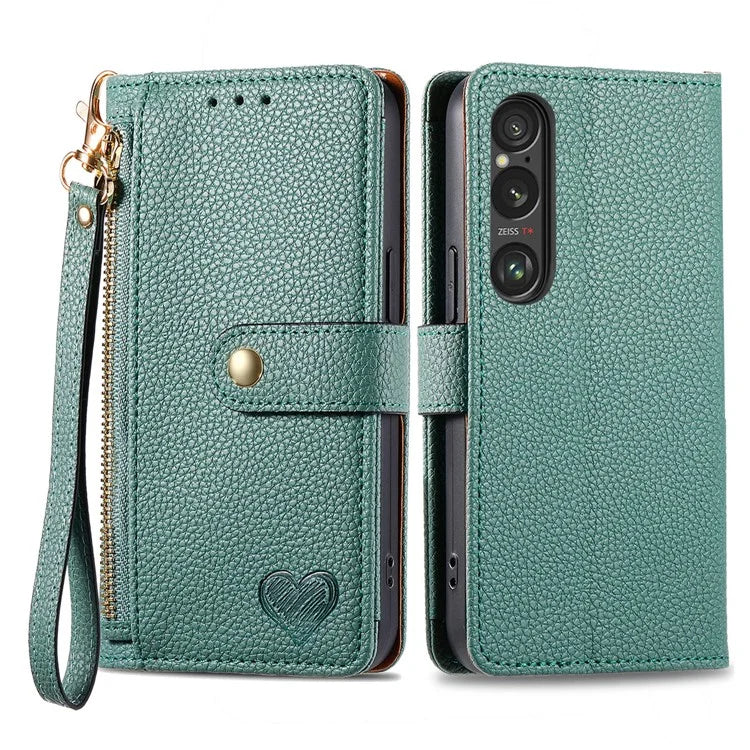 For Sony Xperia 1 VI Case RFID Blocking Zipper Flip Leather Phone Cover