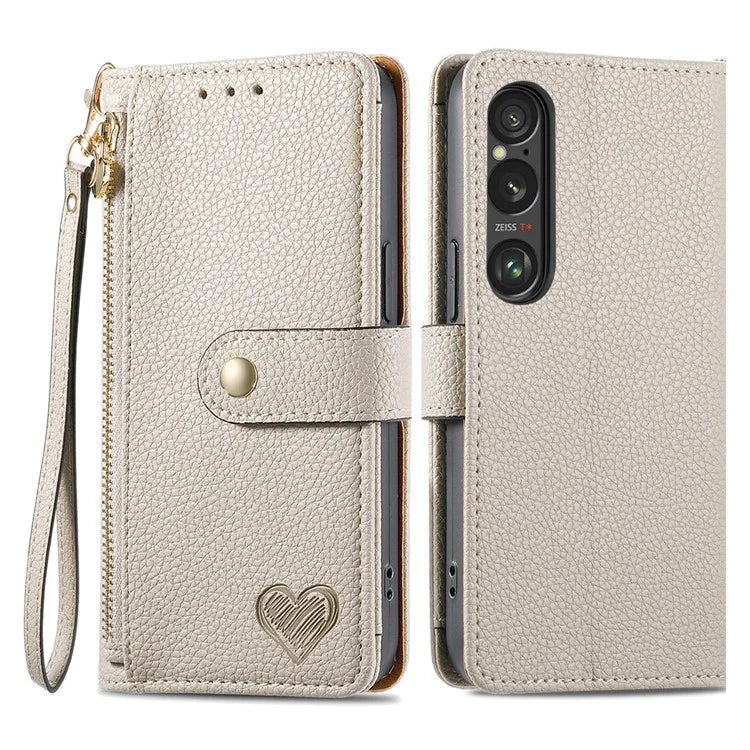 For Sony Xperia 1 VI Case RFID Blocking Zipper Flip Leather Phone Cover