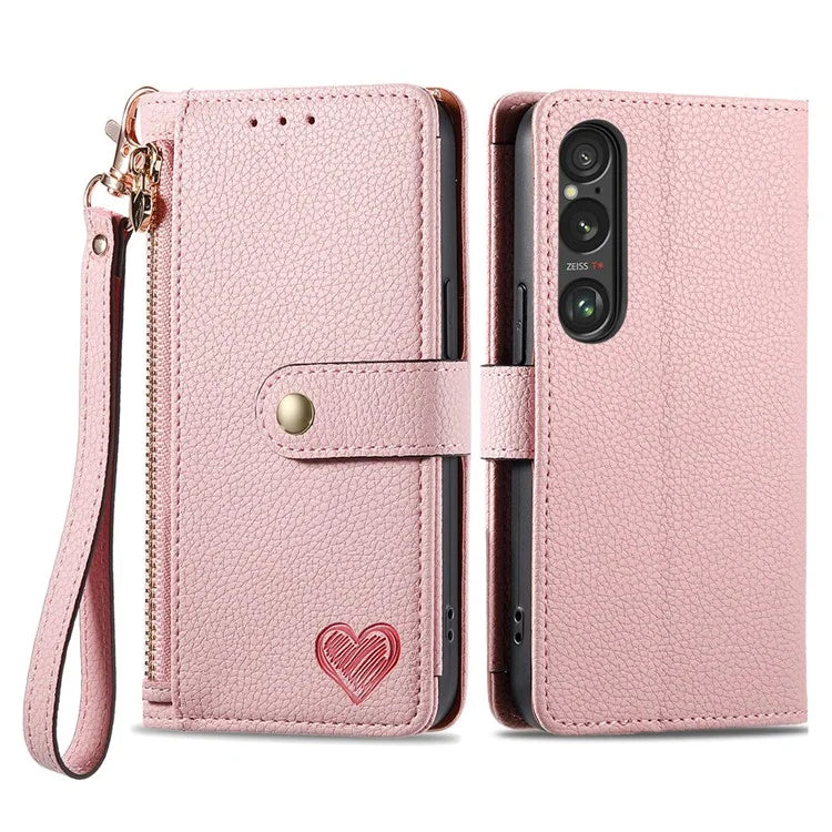 For Sony Xperia 1 VI Case RFID Blocking Zipper Flip Leather Phone Cover