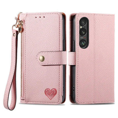 For Sony Xperia 1 VI Case RFID Blocking Zipper Flip Leather Phone Cover