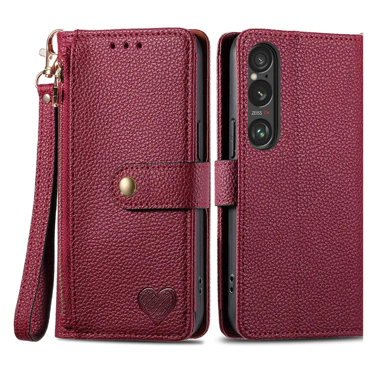 For Sony Xperia 1 VI Case RFID Blocking Zipper Flip Leather Phone Cover